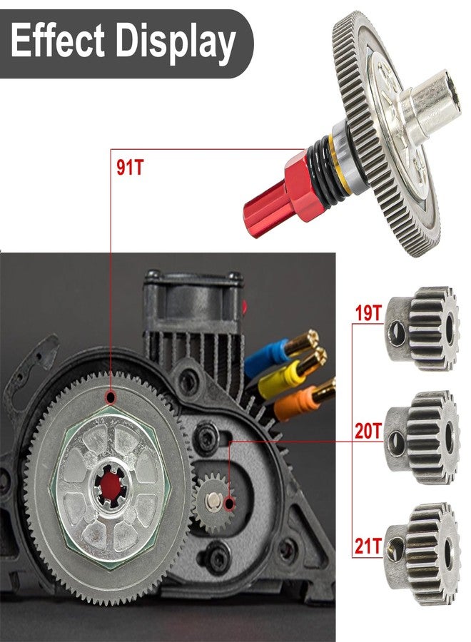 LRFHL 91T Slipper Gear Set Differential Upgrade Parts Metal Gear Compatible with Arrma Senton 1/10 RC Car (Red) - Image 5